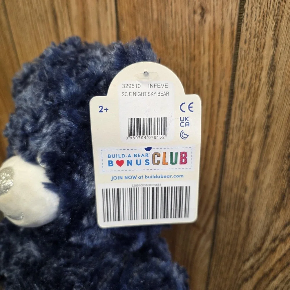 Build-A-Bear Workshop Night Sky Bear Plush Stuffed Animal Toy Medium Blue Silver